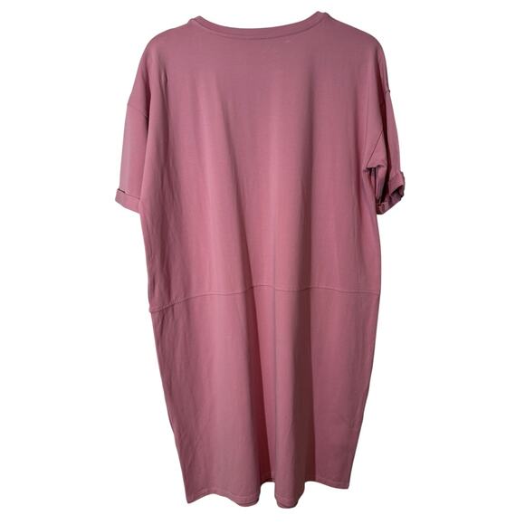 Eileen Fisher Organic Cotton Jersey Round Neck Boxy Fit Dress Pink Small Minimal - Picture 10 of 11